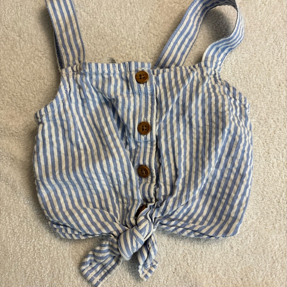 ⭕️H&M Light Blue and White Striped Crop Top